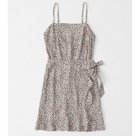 NWOT Abercrombie & Fitch | Wrap Leopard Print Tie Waist Mini Dress - Picture 2 of 11
